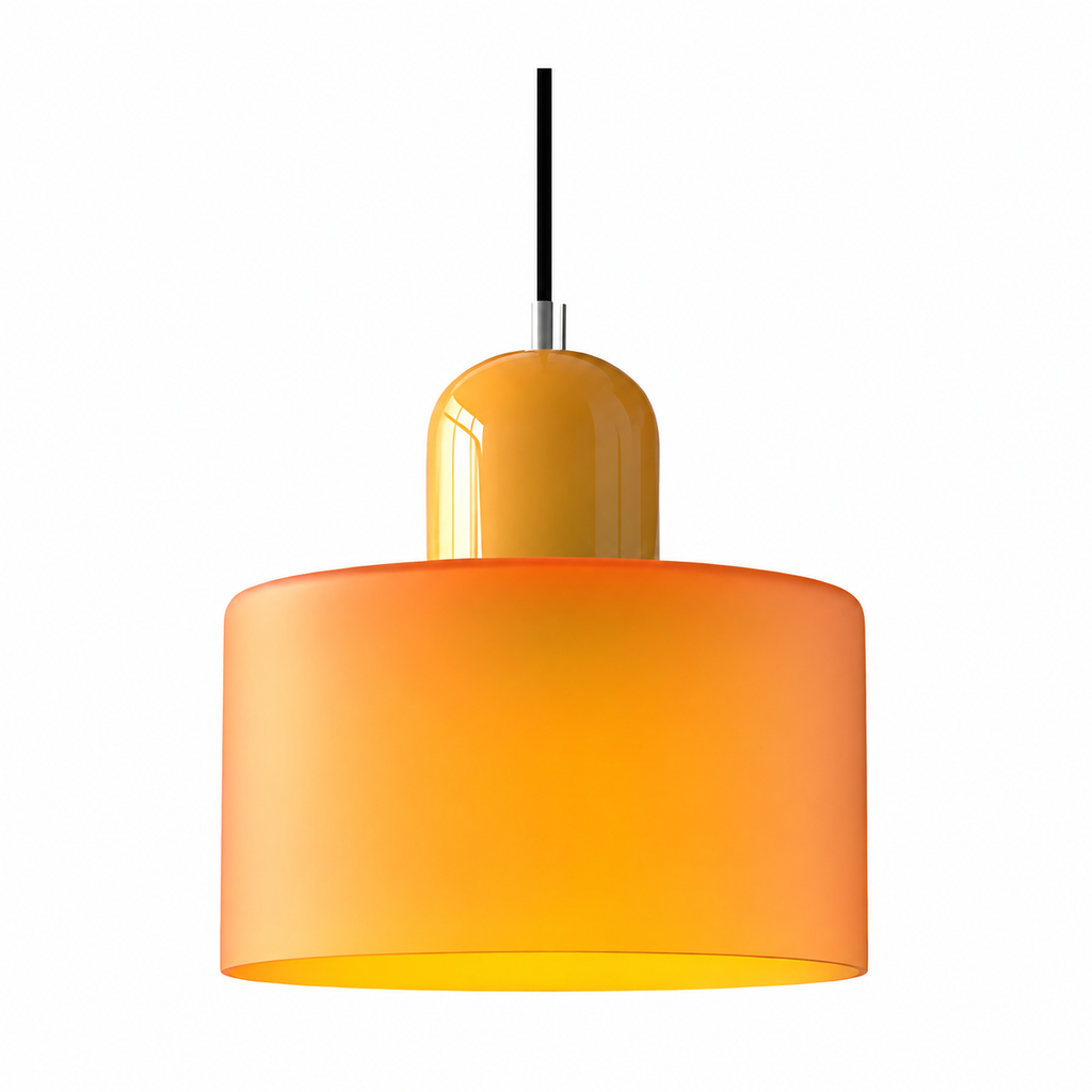 Retro Coloured Glass Cylinder Pendant Light – Kitchen Island Hanging Light
