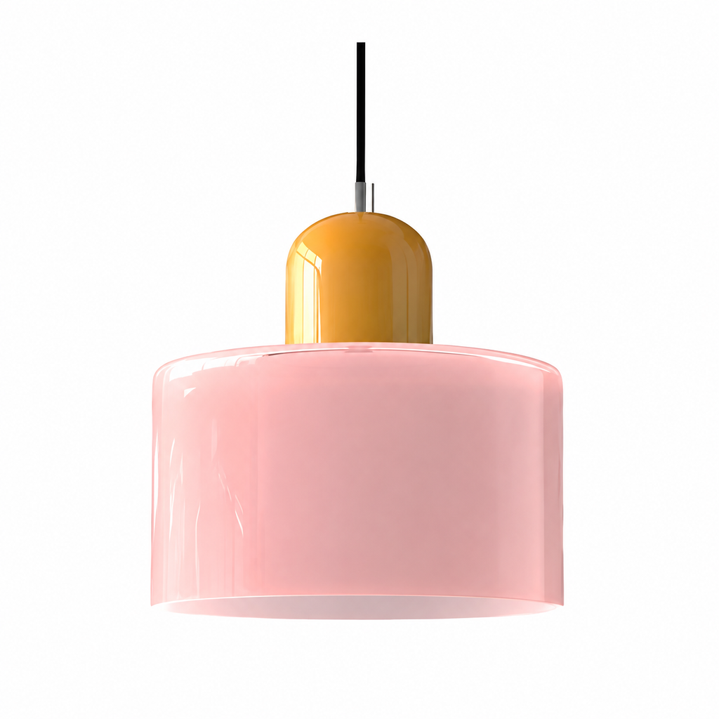 Retro Coloured Glass Cylinder Pendant Light – Kitchen Island Hanging Light