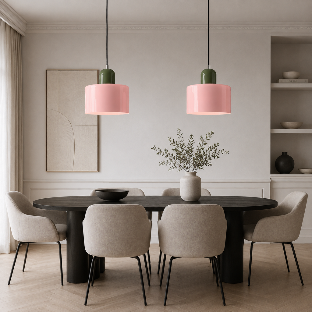 Coloured glass cylinder kitchen pendant – view 8