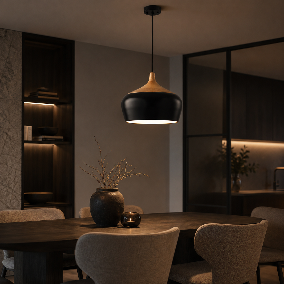 Scandinavian design pendant light in black and white by BROKLEN – view 3