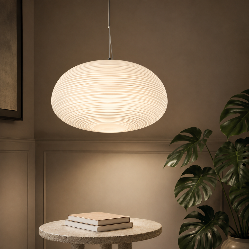 Opal glass hanging light round teardrop lantern – view 4