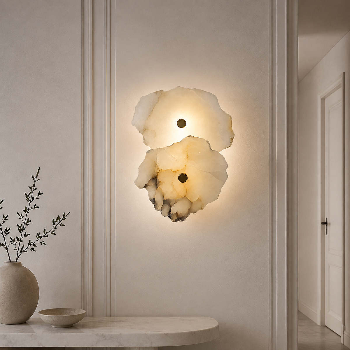 Organic marble wall sconce feature wall – view 4