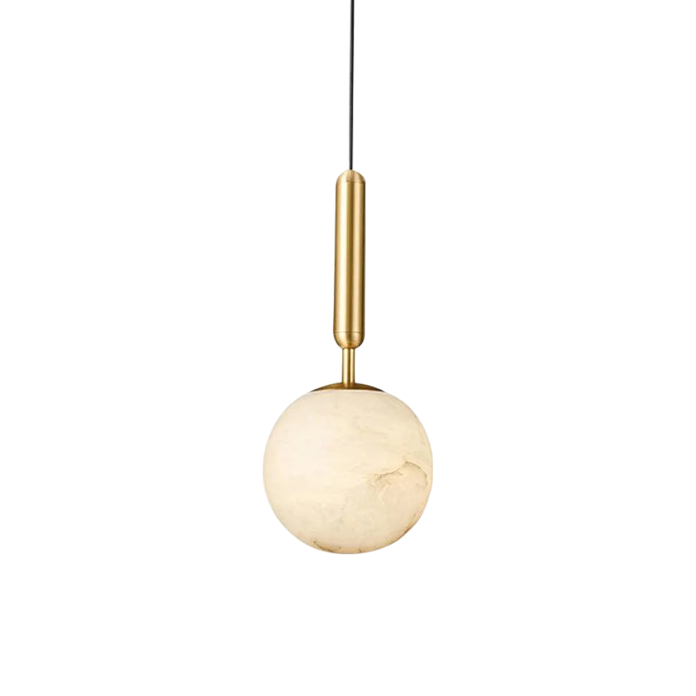 Alabaster globe pendant light with brass fitting by BROKLEN – view 6