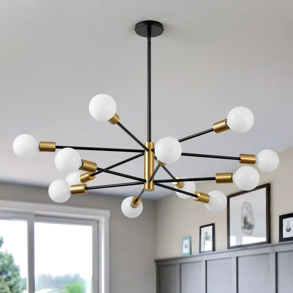 12-light Sputnik chandelier with frosted globe shades by BROKLEN – view 7