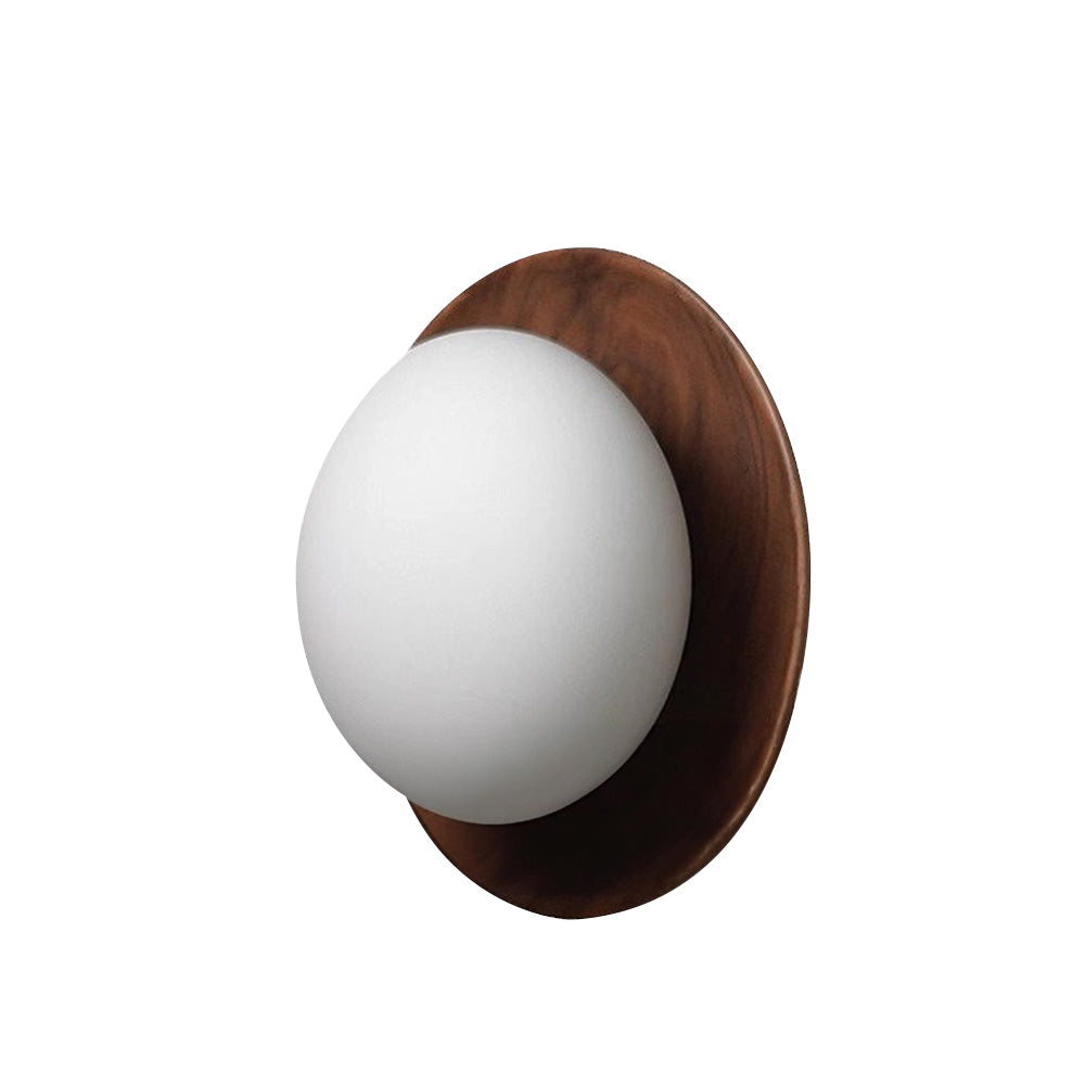 Round wooden wall light with frosted globe shade by BROKLEN – view 11