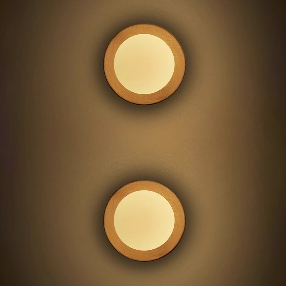 Round wooden wall light with frosted globe shade by BROKLEN – view 6