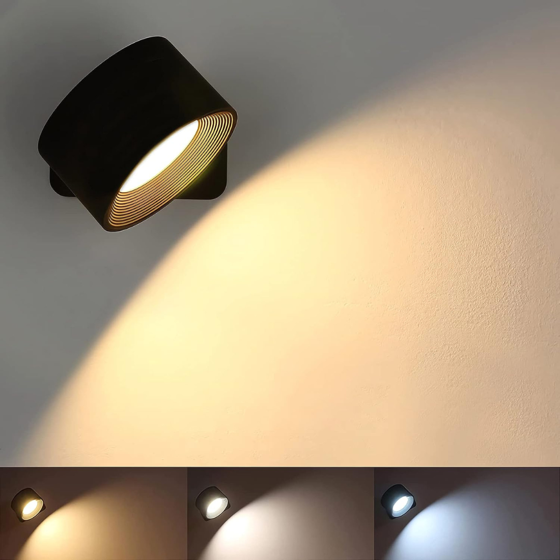 Cordless 360° magnetic LED wall light – rechargeable wall sconce with no drilling by BROKLEN – view 14