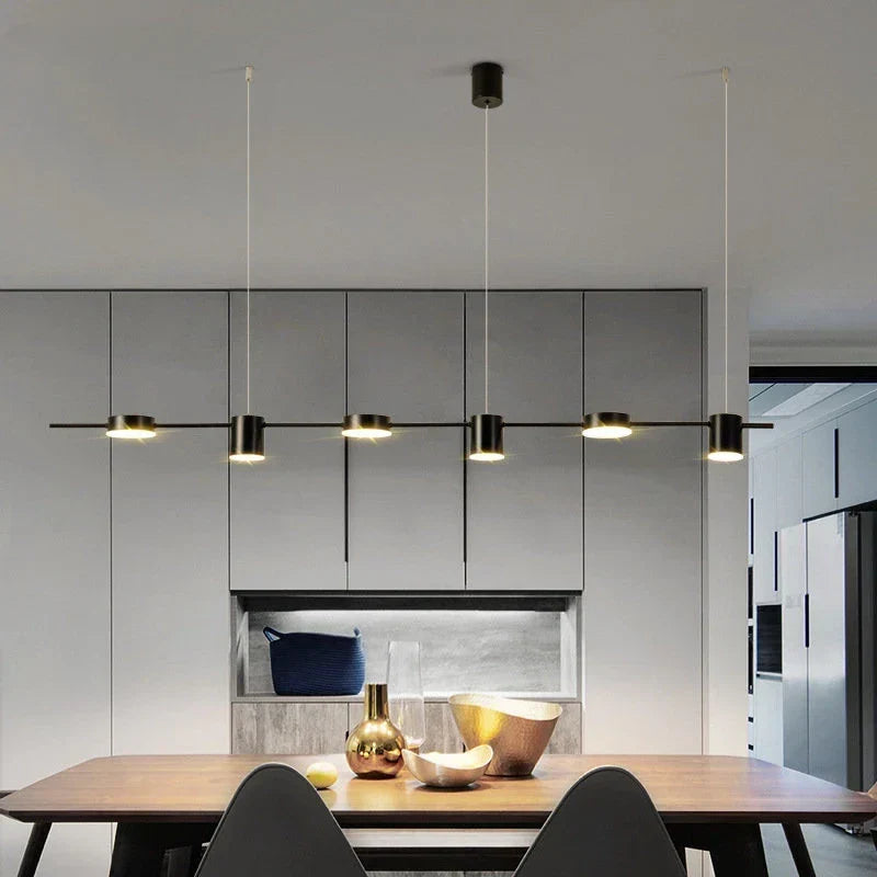 Modern linear ceiling pendant light with adjustable spotlights by BROKLEN – view 4