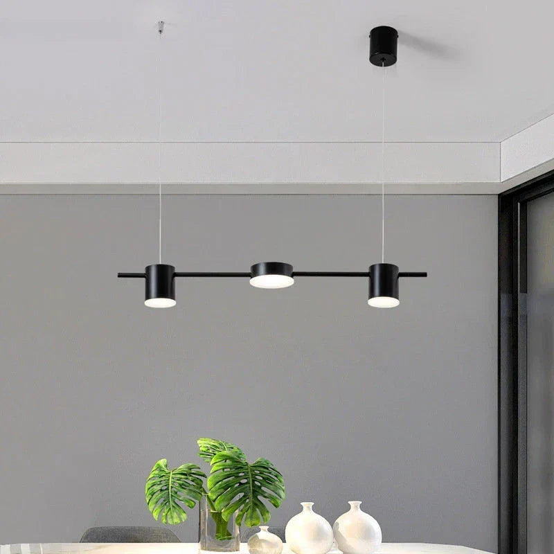 Modern linear ceiling pendant light with adjustable spotlights by BROKLEN