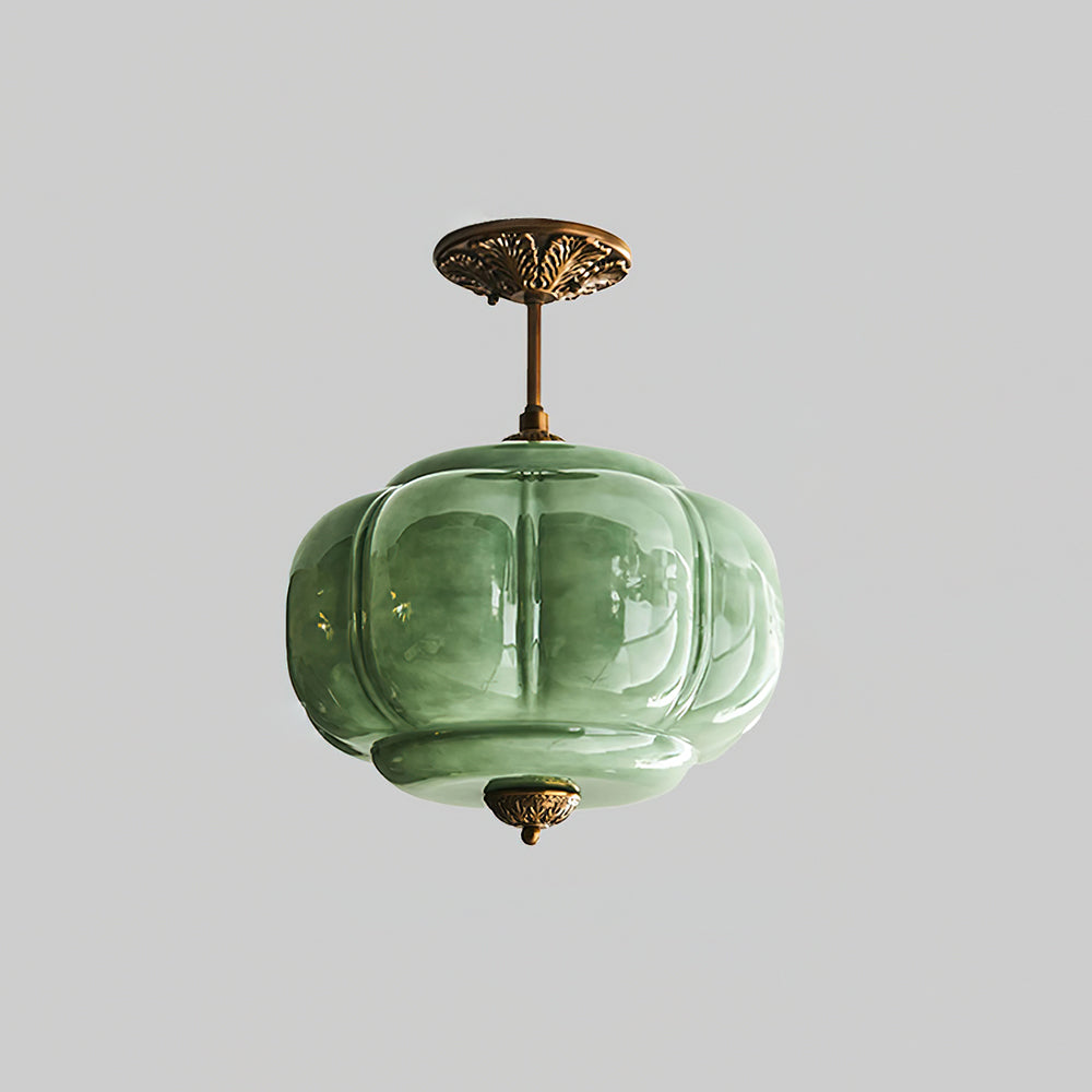 Vintage glass semi flush ceiling light in gold and black by BROKLEN – view 19
