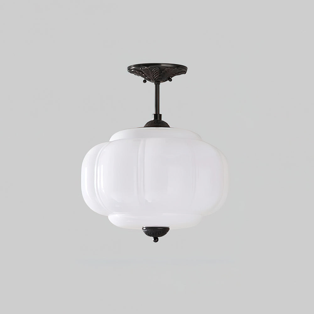 Vintage glass semi flush ceiling light in gold and black by BROKLEN – view 20