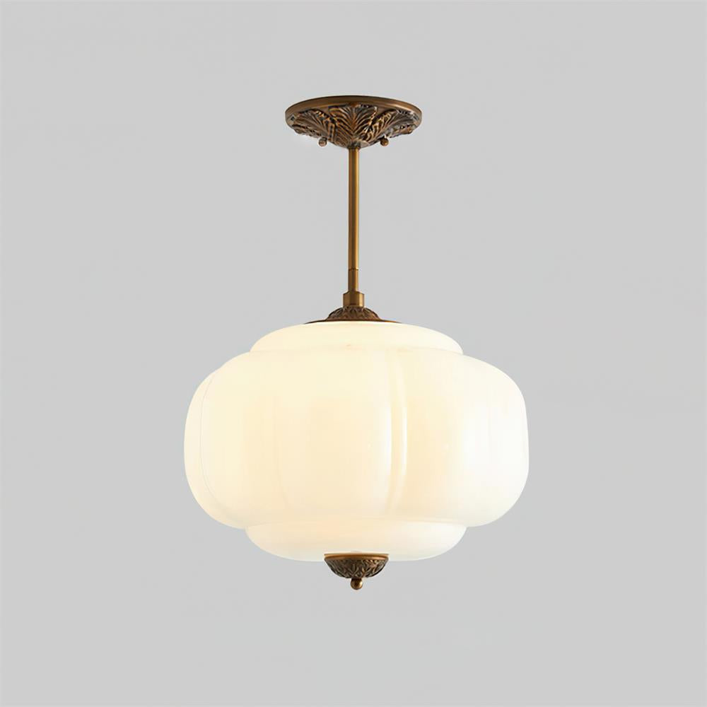 Vintage glass semi flush ceiling light in gold and black by BROKLEN – view 2