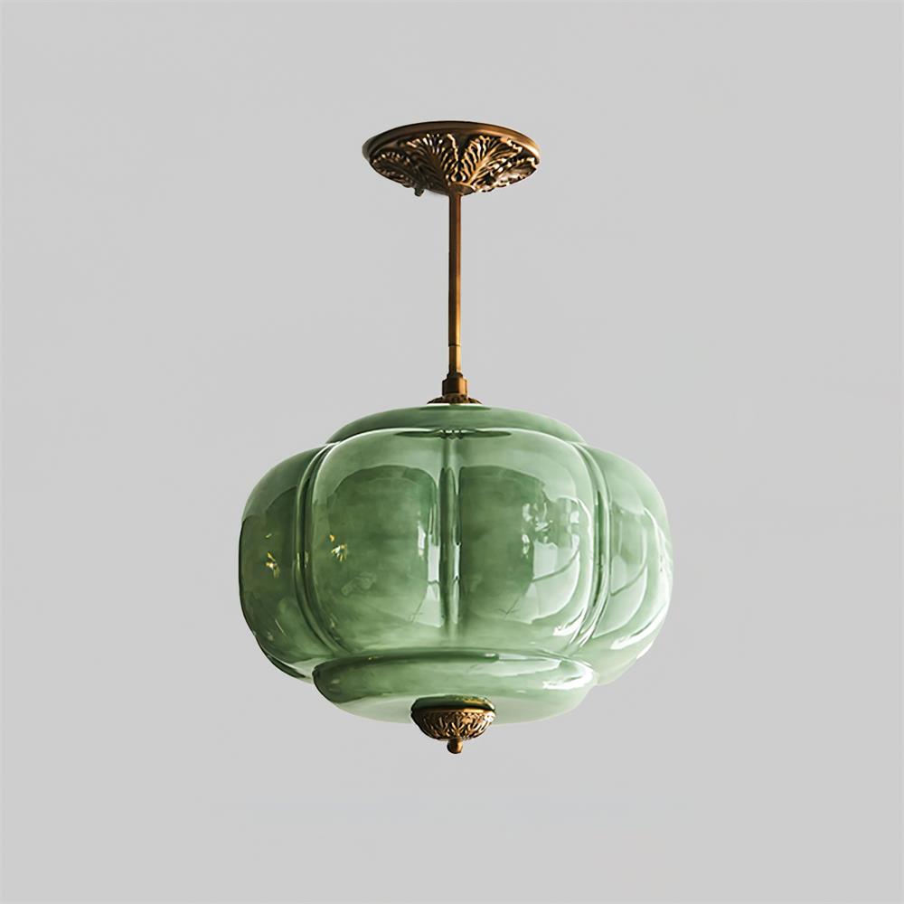 Vintage glass semi flush ceiling light in gold and black by BROKLEN – view 4