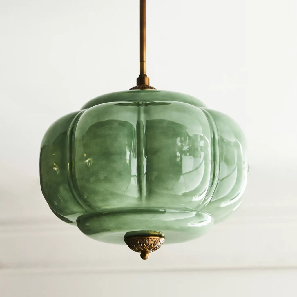 Vintage glass semi flush ceiling light in gold and black by BROKLEN – view 14