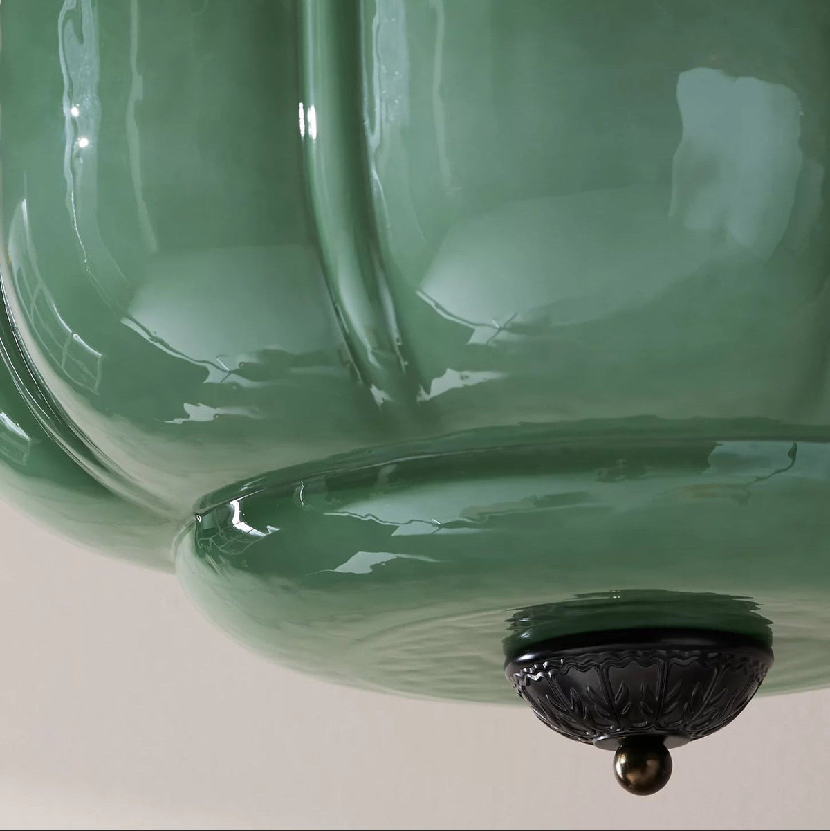 Vintage glass semi flush ceiling light in gold and black by BROKLEN – view 5