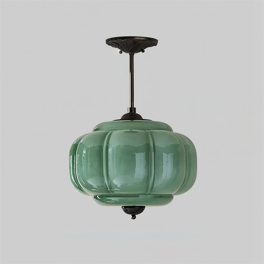 Vintage glass semi flush ceiling light in gold and black by BROKLEN – view 12