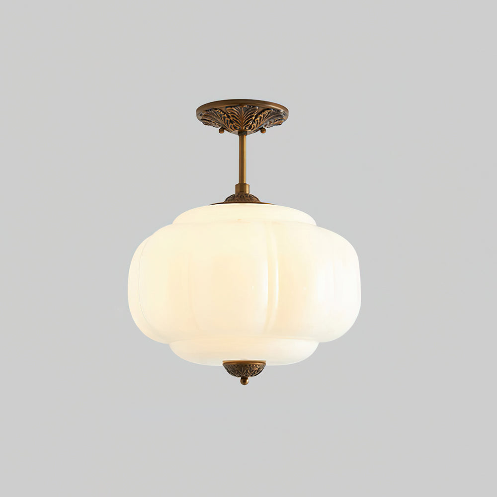Vintage glass semi flush ceiling light in gold and black by BROKLEN – view 17
