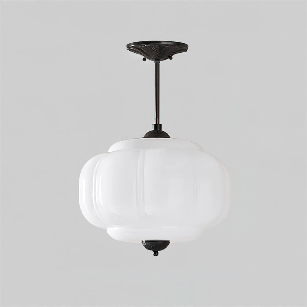 Vintage glass semi flush ceiling light in gold and black by BROKLEN – view 13