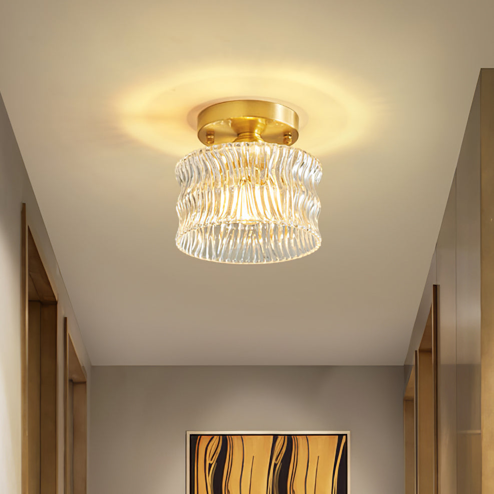 Vintage clear glass ceiling light with brass detailing by BROKLEN – view 2