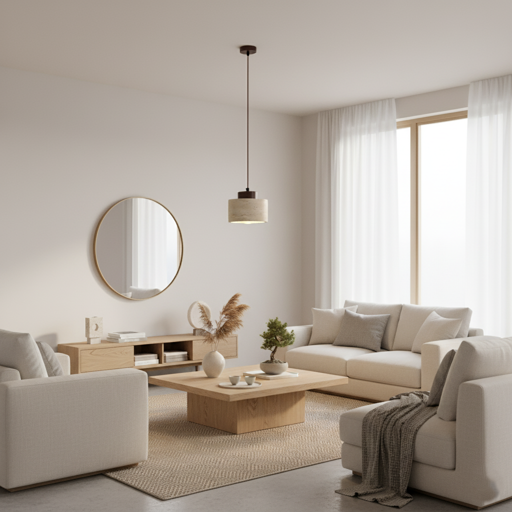 Minimalist Nordic travertine pendant light by BROKLEN – view 6