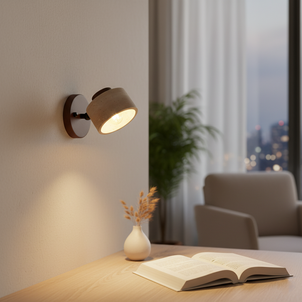 Minimalist adjustable travertine wall light – bedside reading lamp by BROKLEN – view 5