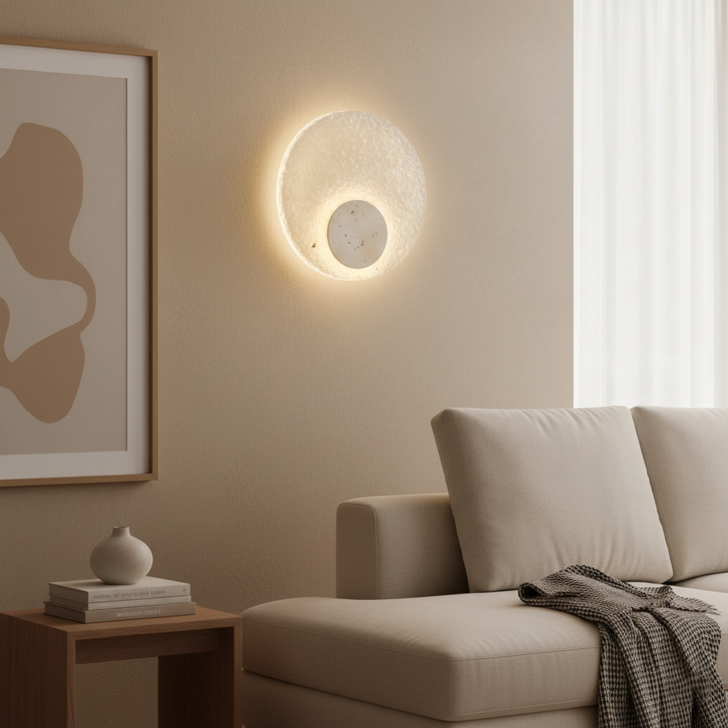 Layered acrylic art wall light – round sculptural wall sconce by BROKLEN – view 7