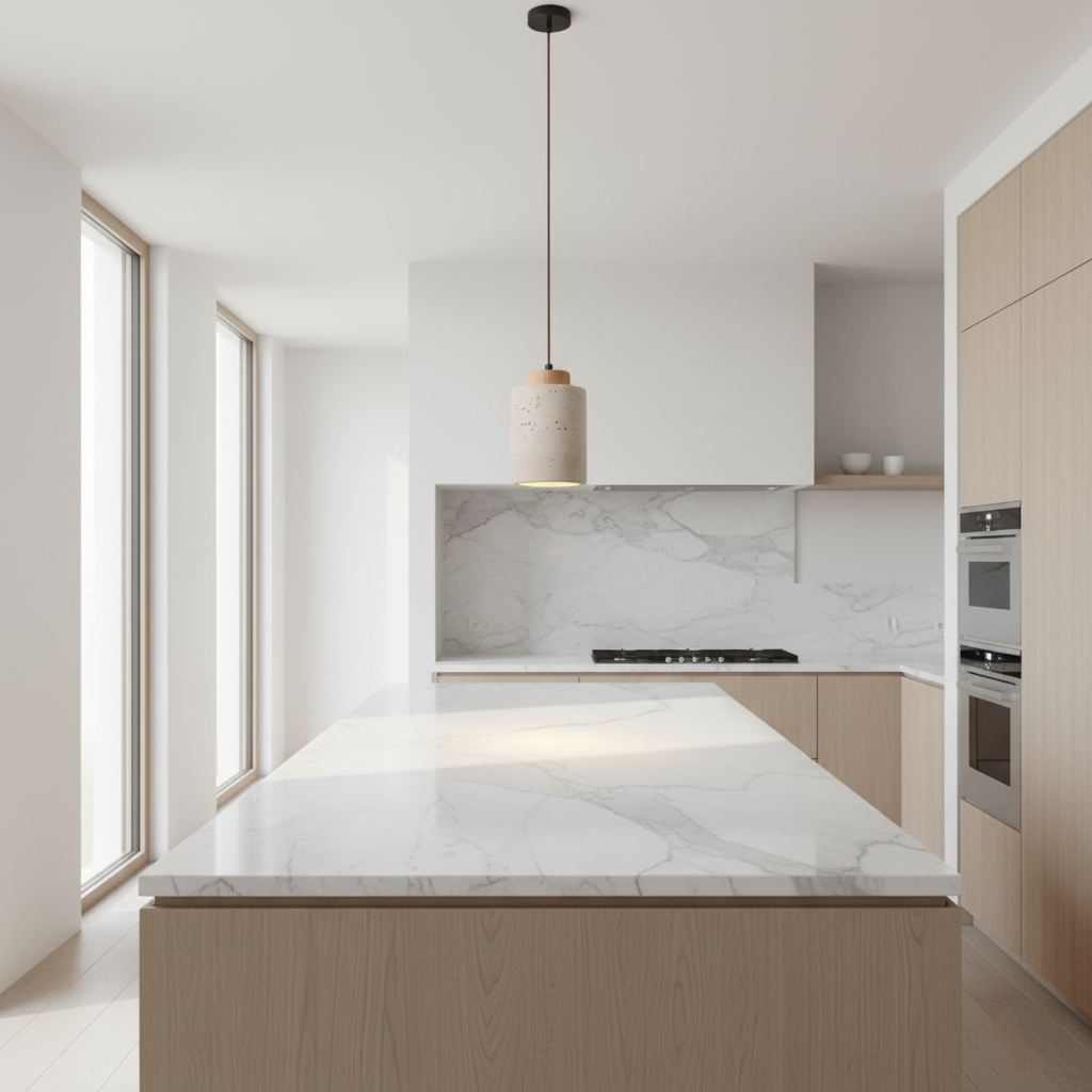Minimalist Nordic travertine pendant light by BROKLEN – view 8