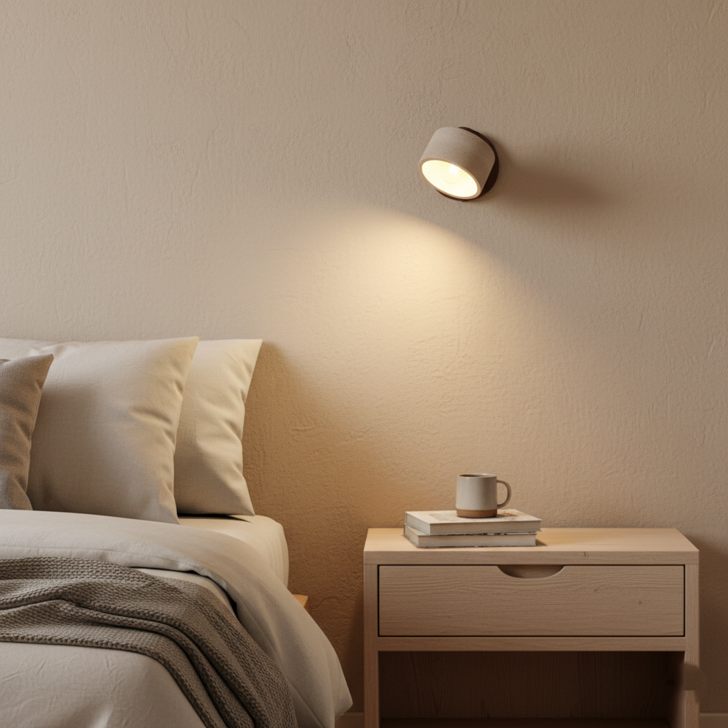 Minimalist adjustable travertine wall light – bedside reading lamp by BROKLEN – view 7