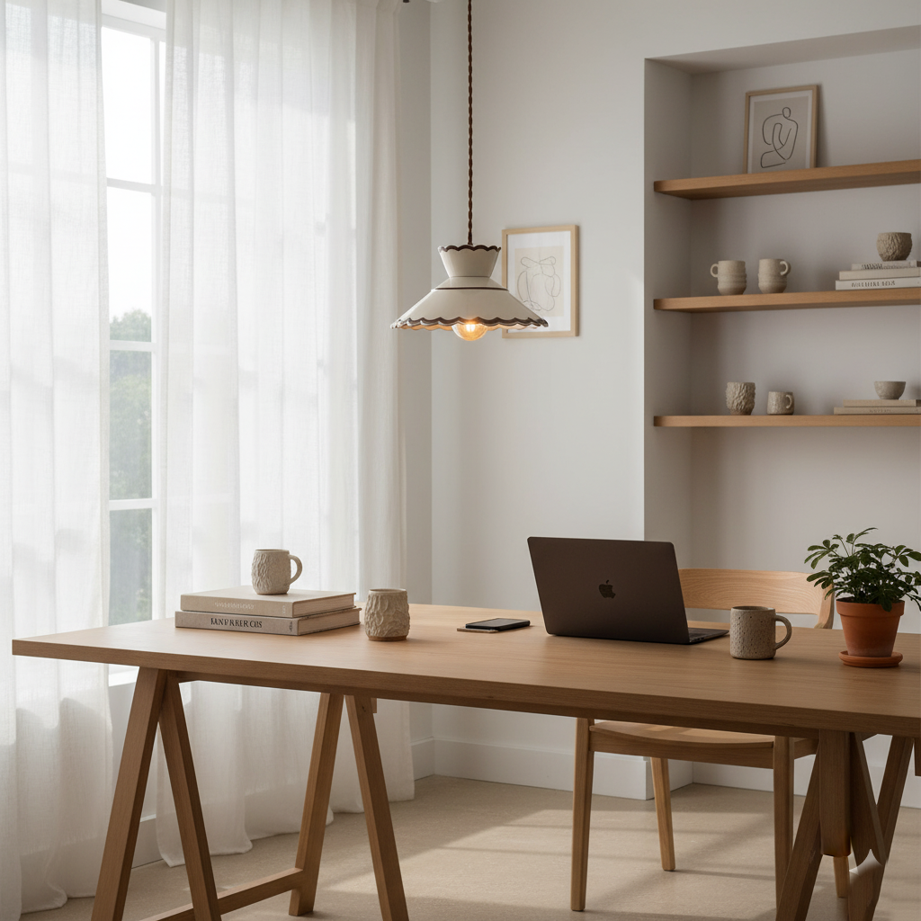Vintage ceramic pendant light – country style hanging light by BROKLEN – view 12