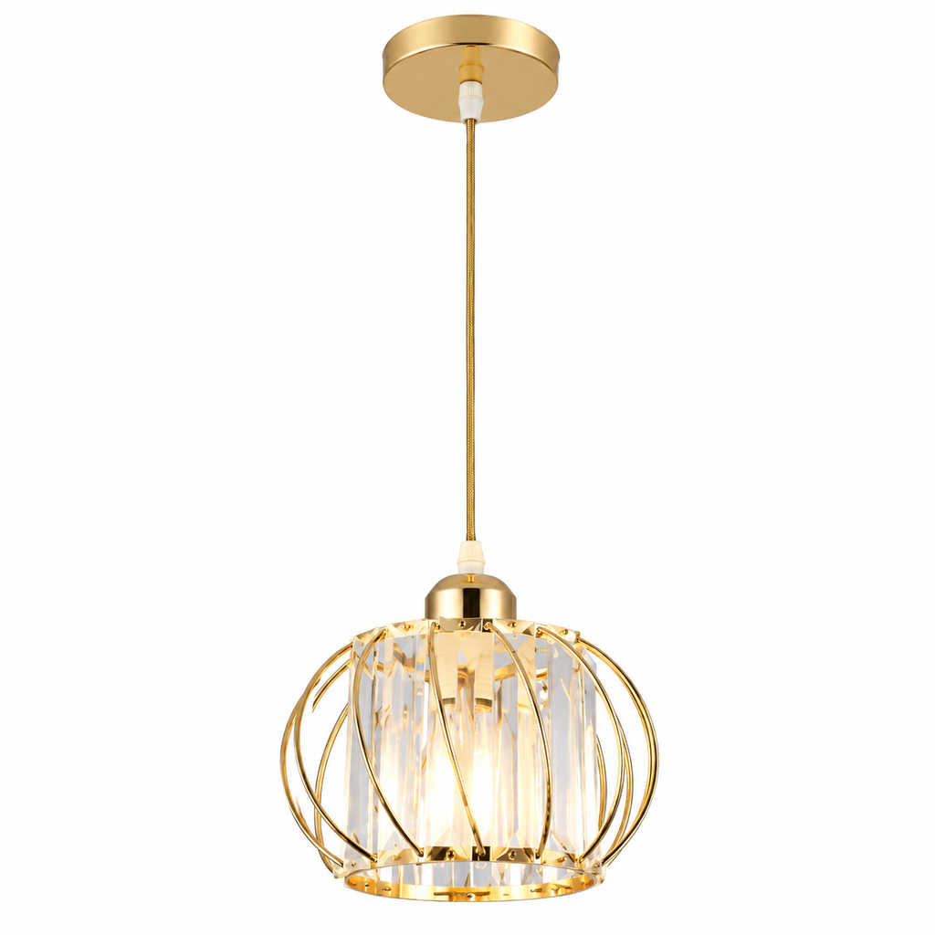 Globe cage wire pendant light black or gold – view 9