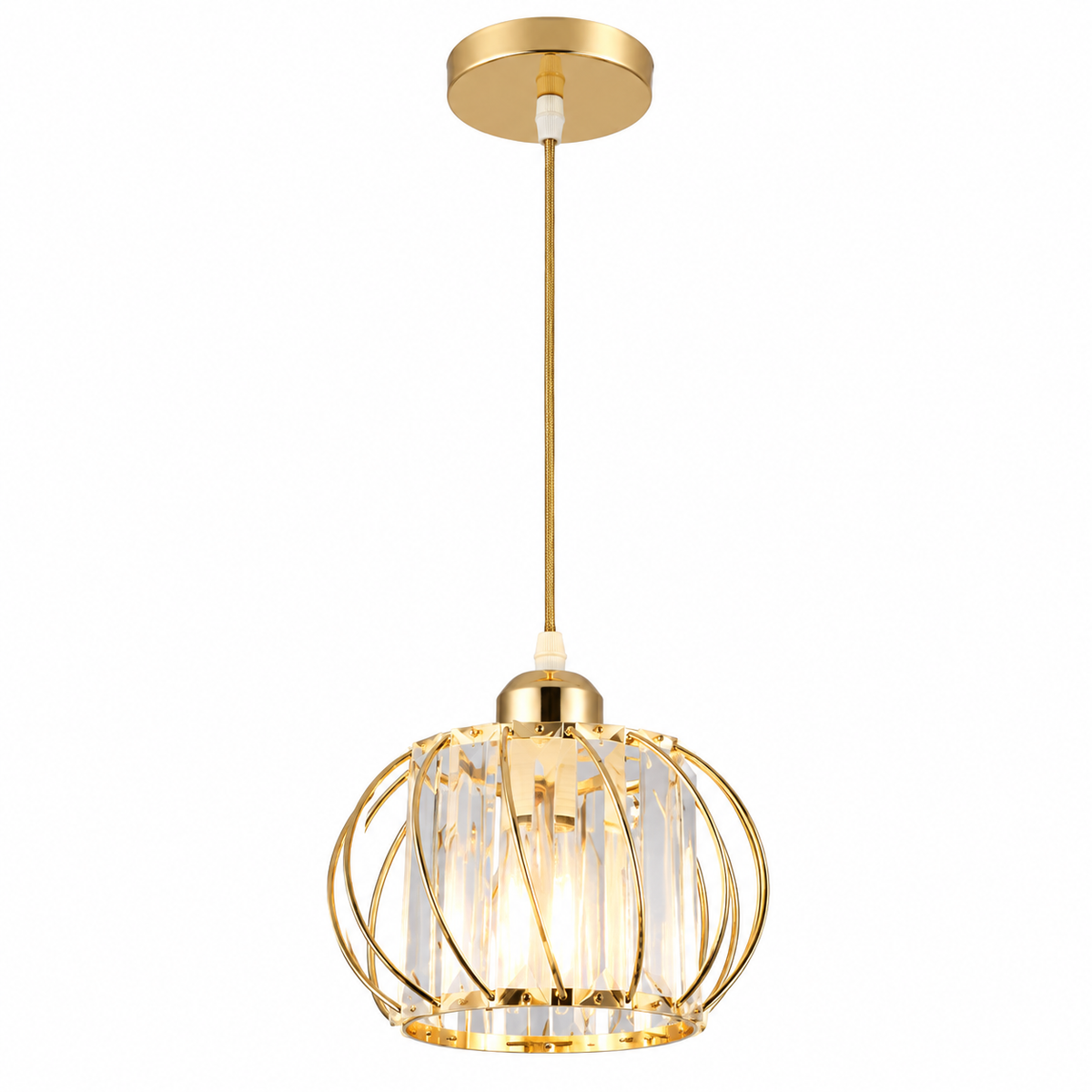 Globe cage wire pendant light black or gold – view 9