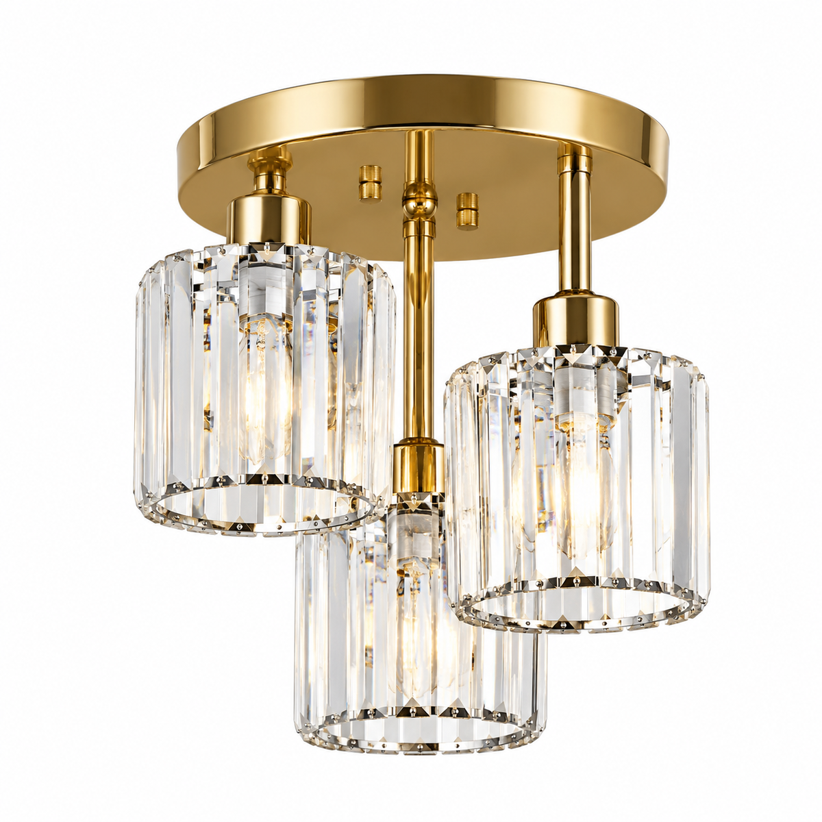 3-Light Glass Rod Ceiling Light – Crystal Flush Mount, E27