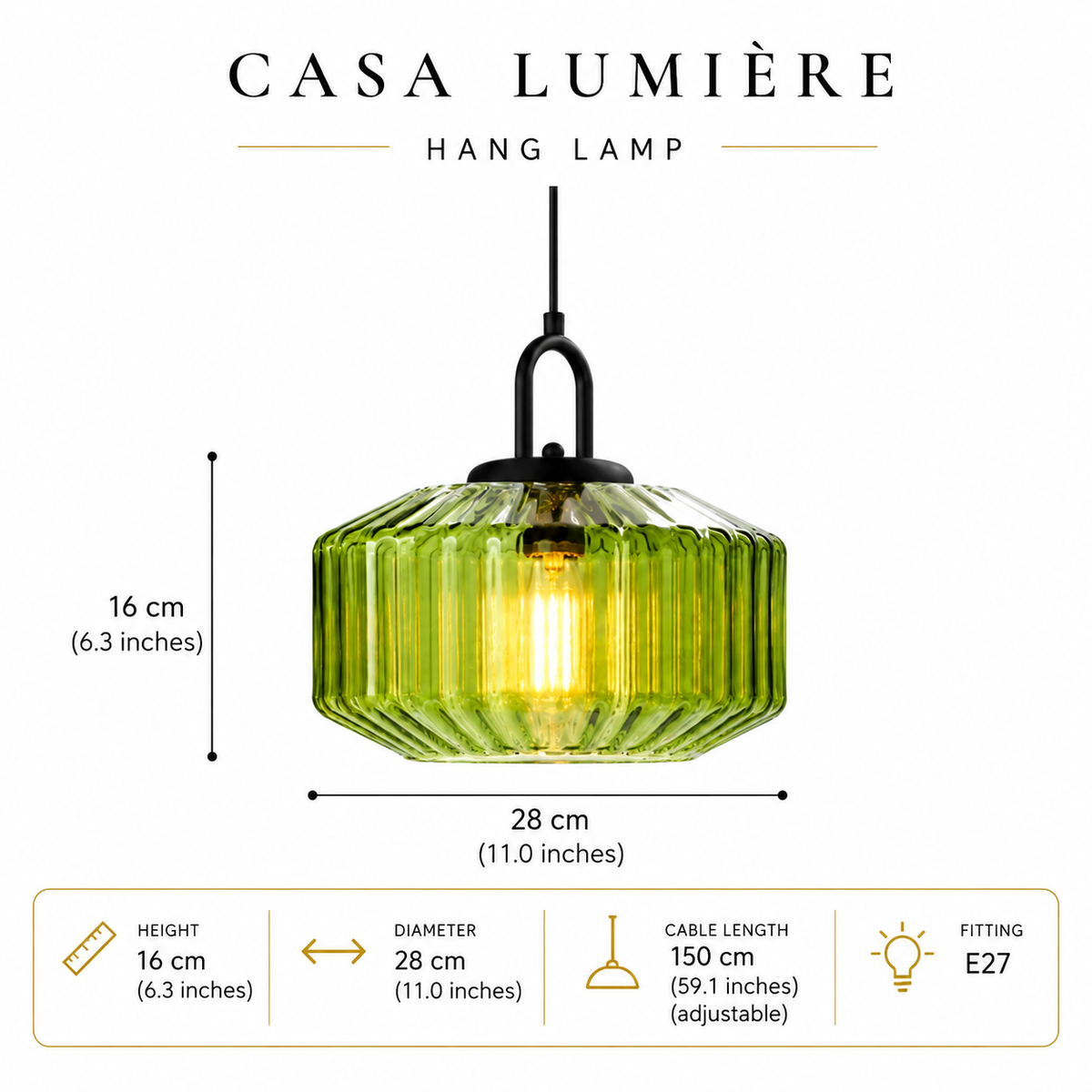 Retro Ribbed Coloured Glass Pendant Light – Mini Pendant, E27