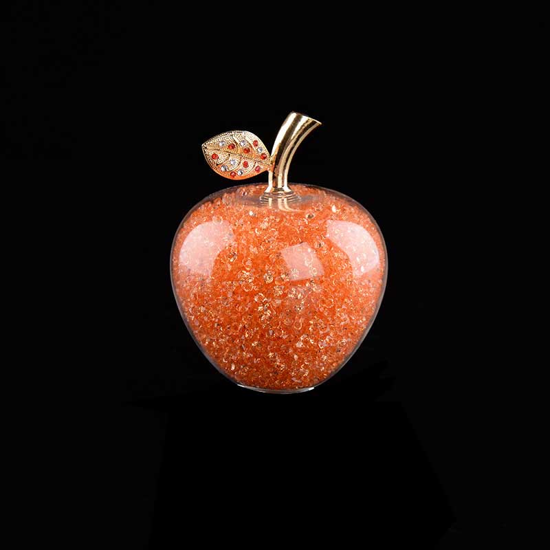 Sparkling crystal apple ornament with golden leaf by BROKLEN – view 15
