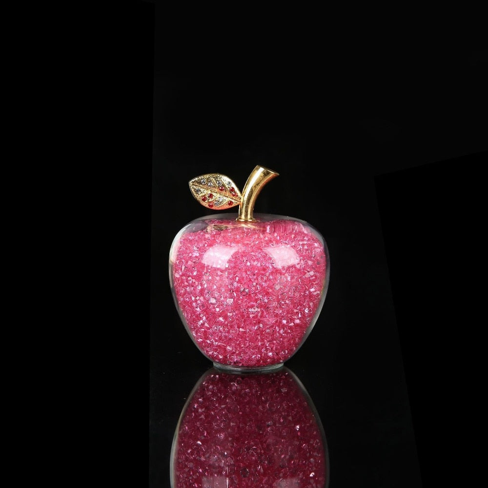 Sparkling crystal apple ornament with golden leaf by BROKLEN – view 14