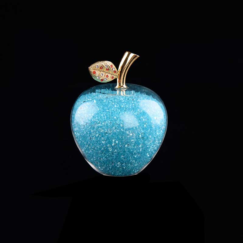 Sparkling crystal apple ornament with golden leaf by BROKLEN – view 13