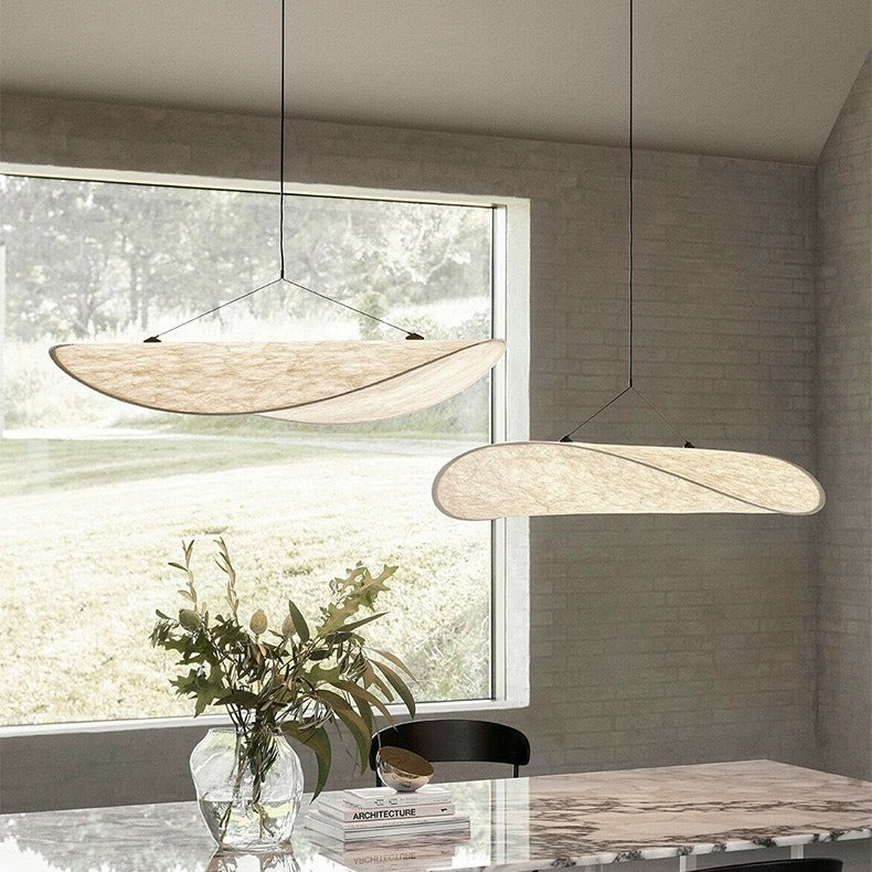 Oval wave shaped silk pendant ceiling lamp by BROKLEN – view 3
