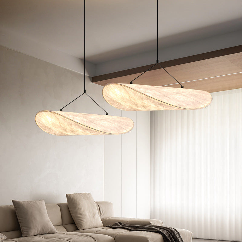 Oval wave shaped silk pendant ceiling lamp by BROKLEN – view 5