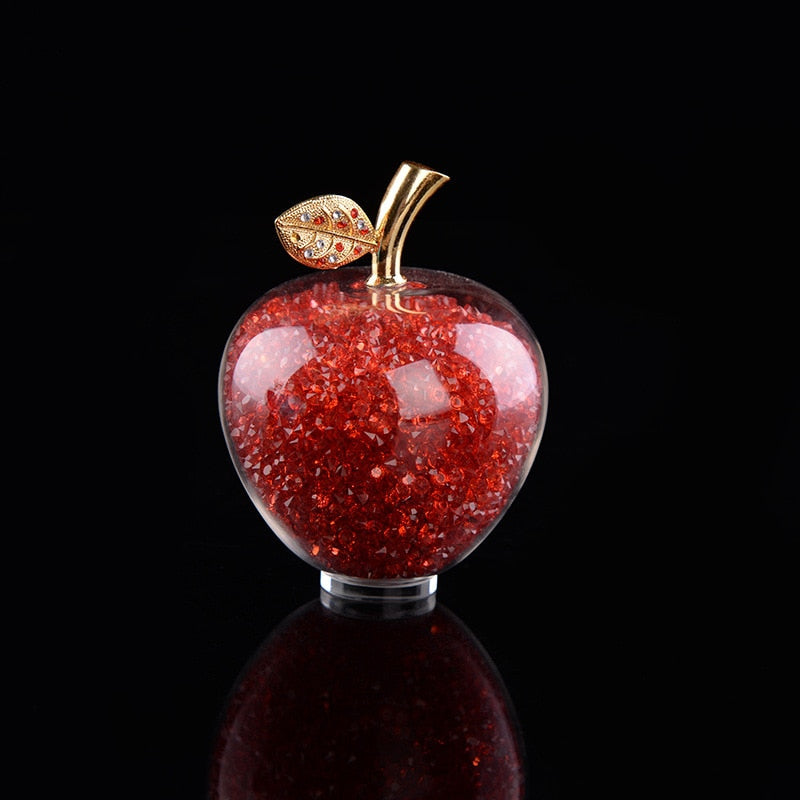 Sparkling crystal apple ornament with golden leaf by BROKLEN – view 9