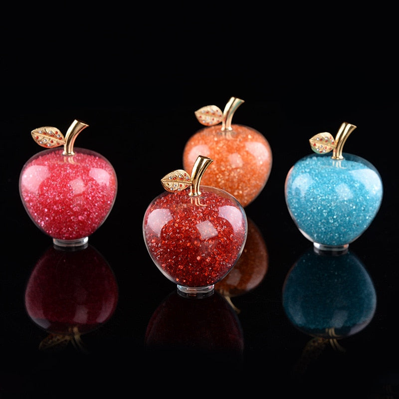 Sparkling crystal apple ornament with golden leaf by BROKLEN – view 7