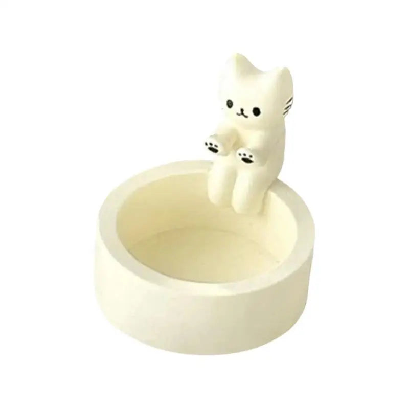Whimsical cat tealight candle holder with round dish by BROKLEN – view 5