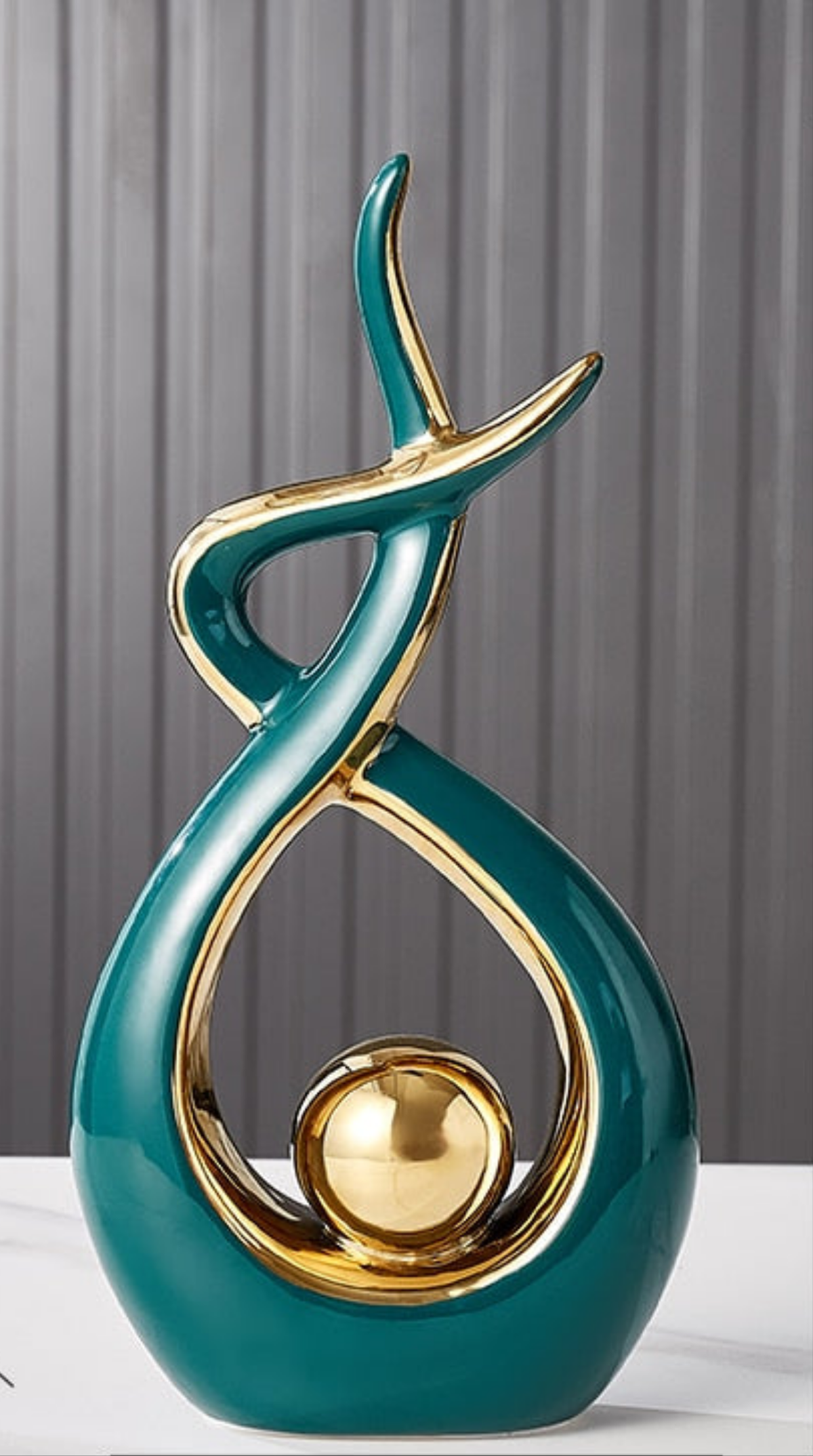Abstract open form ceramic sculpture with gold centre by BROKLEN – view 11