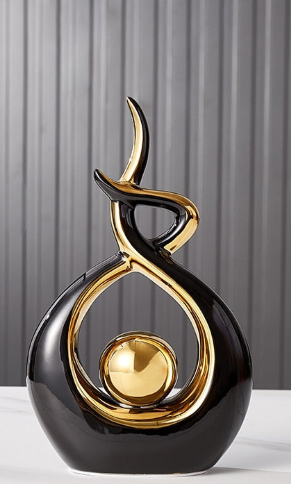 Abstract open form ceramic sculpture with gold centre by BROKLEN – view 12