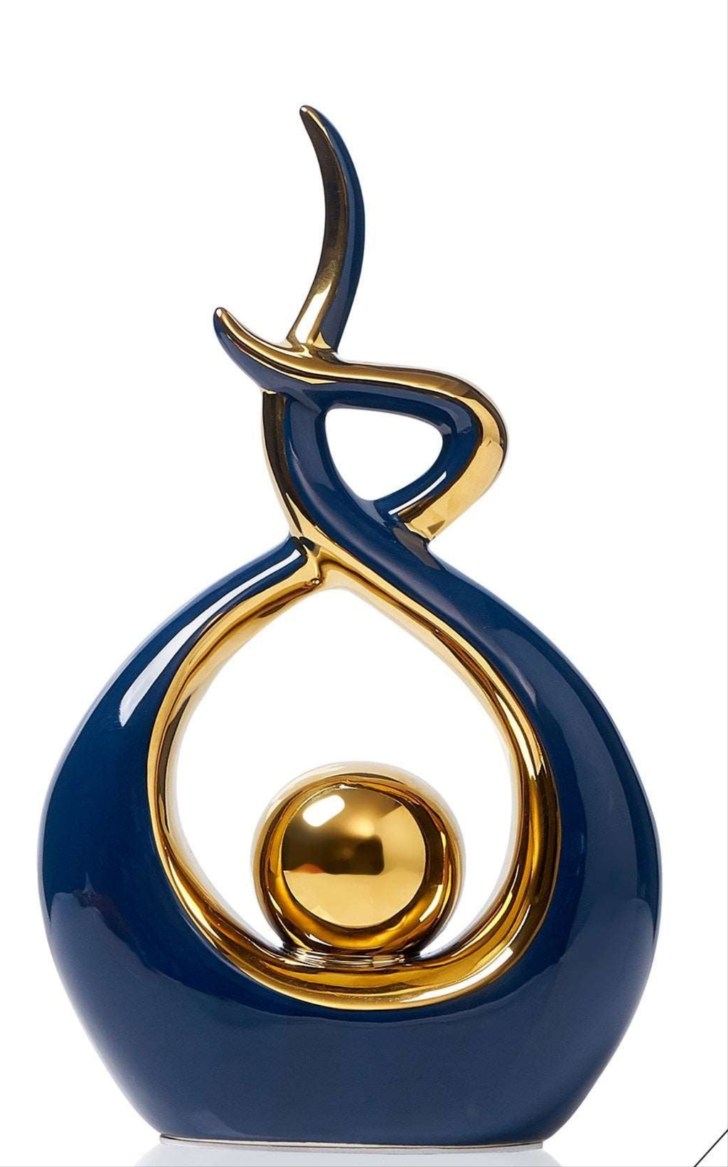Abstract open form ceramic sculpture with gold centre by BROKLEN – view 8