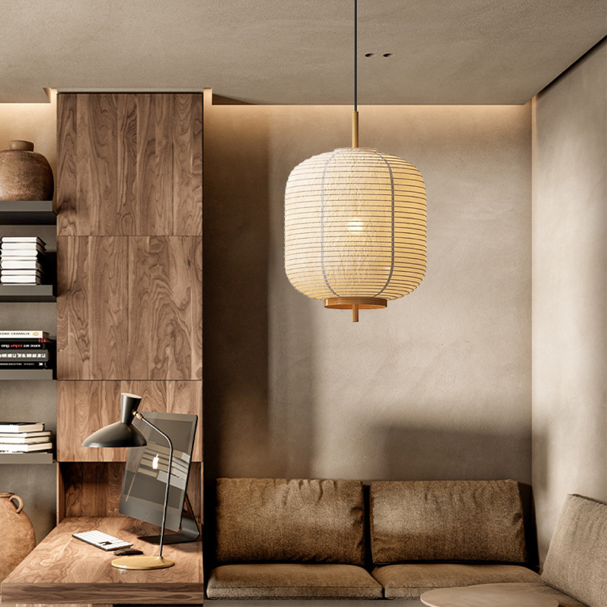 Japanese rice paper pendant light by BROKLEN – view 4