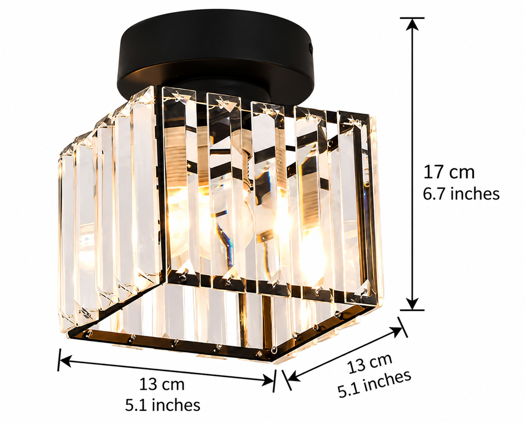 Crystal ceiling spotlight with E27 fitting – square and round light fixture by BROKLEN – view 16