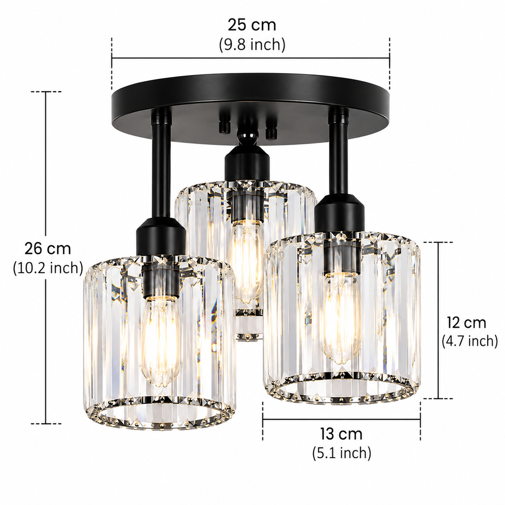 Glass rod 3 light ceiling light black gold silver – view 8