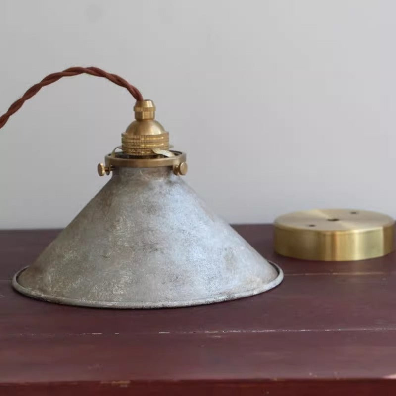 Vintage industrial cone metal pendant light by BROKLEN – view 6
