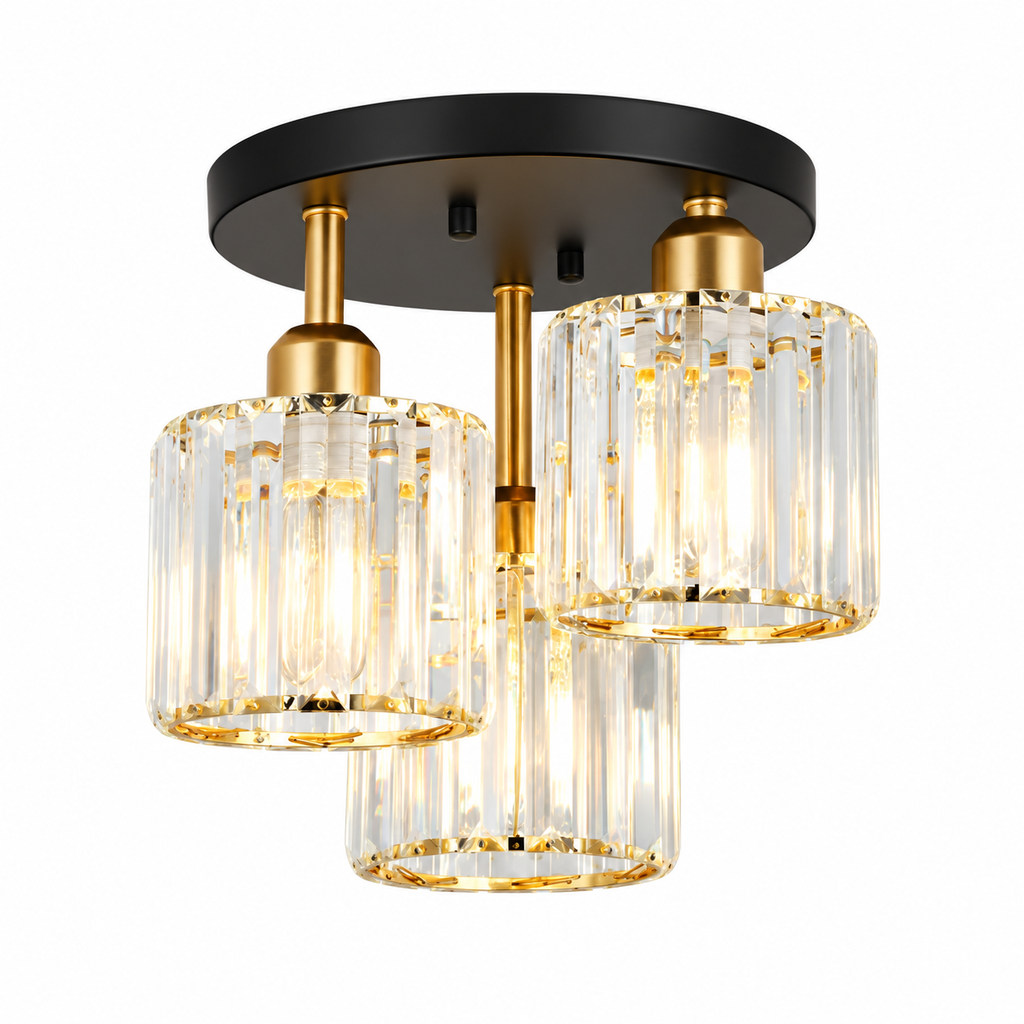 Glass rod 3 light ceiling light black gold silver – view 9