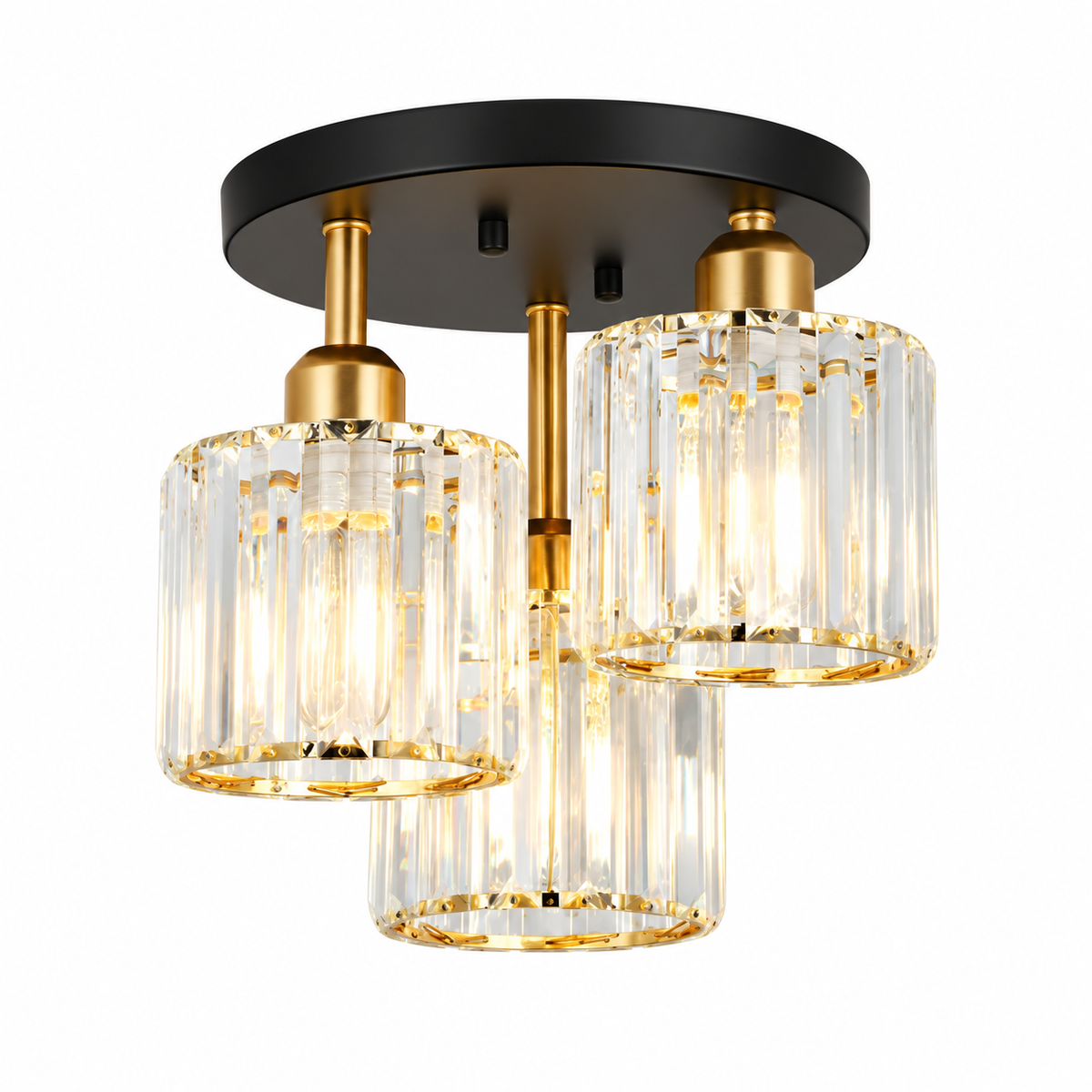 Glass rod 3 light ceiling light black gold silver – view 9